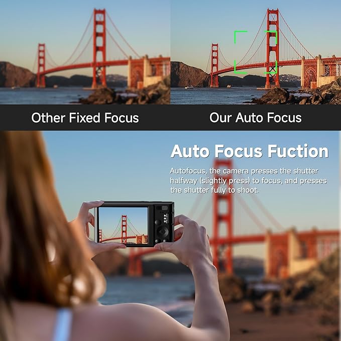 Digital Camera 4K, Upgrade Black Cameras for Teens, Autofocus Digital Point and Shoot Camera for Kids with 16X Zoom, 64GB SD Card, Compact Small Camera for Boys Girls Teens Kids Gift-CubbioJoy