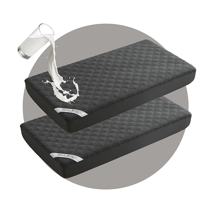 BEDLORE Waterproof Mattress Protector Crib, 2 Pack Soft Gray Mattress Pad, Noiseless Machine Washable Mattress Cover, Ultimate Protection for Your Baby's Crib Toddler Bed (52''x28'')-CubbioJoy