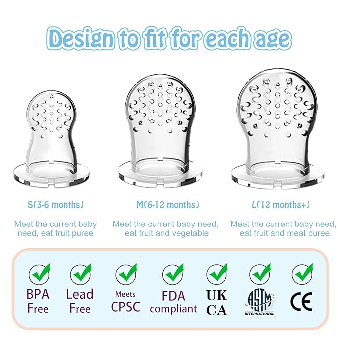 Baby Fruit Food Feeder - Silicone Nibble Tray Combo - Breastmilk Popsicle Mold for Cooling Relief, BPA Free Mesh Feeder for Infant Self Feeding (Monkey Blue + Pineapple)-CubbioJoy