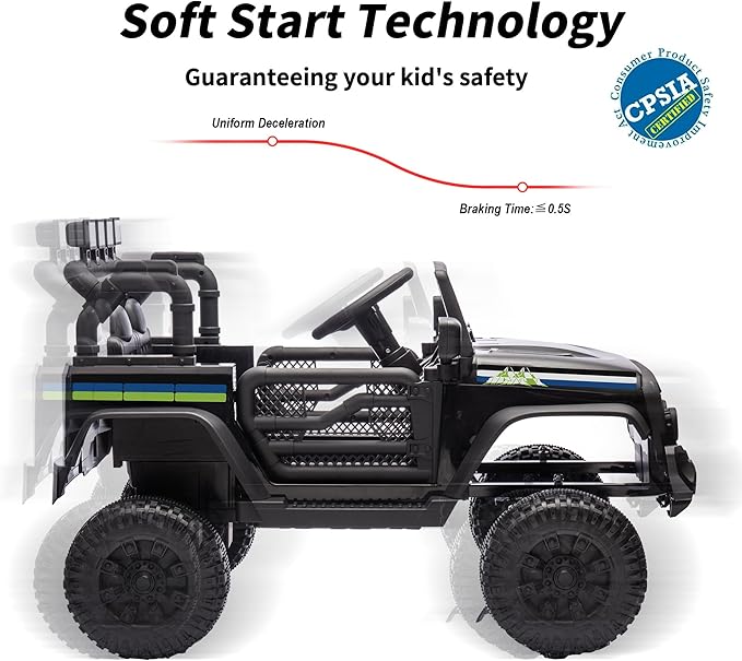 24V Kids Ride on Car, Kids Electric Vehicles Car Ride on Toy Truck for Toddlers w/Remote Control, 400W Motor - Black-CubbioJoy