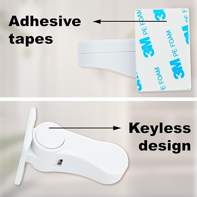 Child Proof Door Lever Lock(6 Pack) - Baby Proofing Door Handle Lock, 3M Adhesive & No DrillingNeed, Minimalist Design, Child Safety Door Handle Locks-CubbioJoy