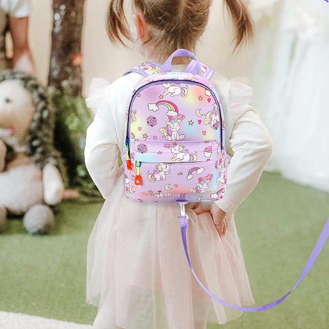 Accmor Toddler Harness Backpack Leash, Mini Unicorn Backpacks with Anti Lost Wrist Link, Cute Child Backpack Walking Leashes Keep Kids Close Rope Tether Rein for Baby Girls to Outdoor Travel-CubbioJoy
