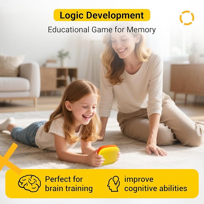 4-in-1 Handheld Tic Tac Toe Game Portable Electronic Board Games for Kids & Adults, Travel Fun & Memory Growth Gift, Orange-CubbioJoy