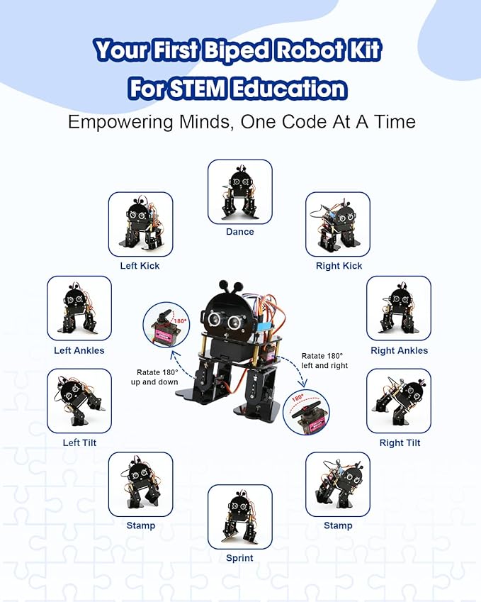 Biped Robot Kit STEM Toys Science Kit for Kids, Bionic Bipedal Robotics Programmable Coding Crafts Set for Arduino ESP32, Birthday Gift for Age 8-12 Boys Girls Teens-CubbioJoy