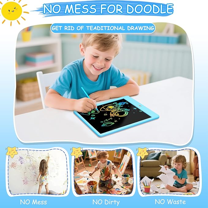 Decute Kids Toys LCD Writing Tablet with Stylus, 10 Inch Erasable Toddlers Doodle Board, Reusable Drawing Pad for Kids, Educational Christmas Birthday Gift for 3 4 5 6 7 8 Girls Boys Toddler Blue-CubbioJoy