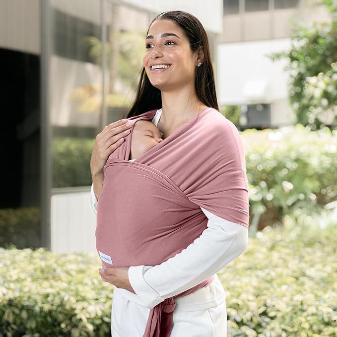 Comfy Cubs Baby Wrap Carrier - Soft & Secure Fit Cotton Blend Baby Carrier Newborn to Toddler - Hands-Free & Lightweight Infant Wrap - Adjustable, One Size Fits All Toddler Sling - Mauve-CubbioJoy