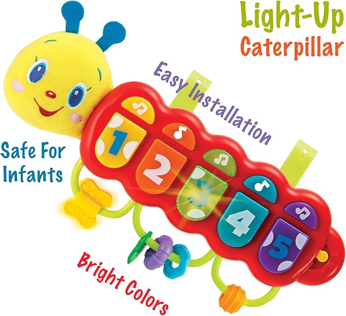 KiddoLab Lira Baby Musical Toy with Lights & Music – Interactive Caterpillar Spinner & Stacking Rings for Infants 3+ Months – Soft Stuffed Animal Head for Sensory Play-CubbioJoy