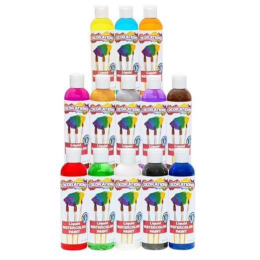 Colorations Classic Colors Liquid Watercolor Paint, Art Supplies, Set of 13 - 8oz Bottles in Vibrant Colors, Classroom Projects, Non-Toxic, Easy Wash, School, Craft Supply, - Made in the USA-CubbioJoy