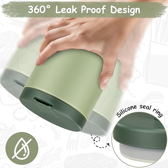 19oz Insulated Vacuum Food Jar with Buckle Lid Wide Mouth Soup Thermo for Hot Food Kids Leakproof Stainless Steel Lunch Container- Green-1Pack-CubbioJoy