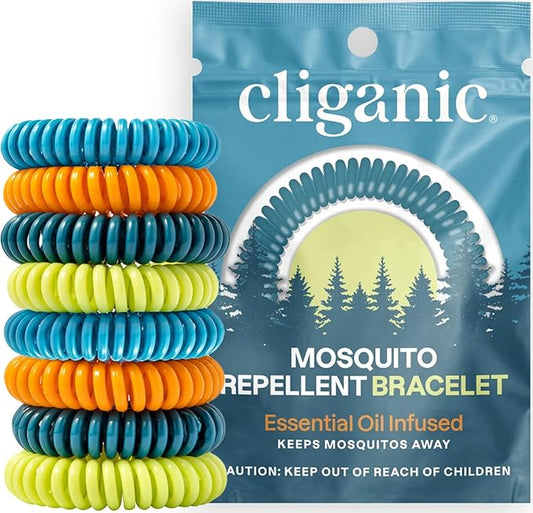 Cliganic 20 Pack Mosquito Repellent Bracelets for Adults & Kids - Natural DEET-Free Bands, Individually Wrapped-CubbioJoy