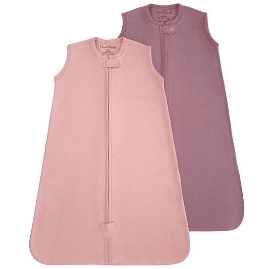 Baby Sleep Sack 1.0 TOG, Organic Cotton Baby Wearable Blanket with Two-Way Zipper, Swaddle Transition Baby Sleeping Bag, All-Season Sleep Sack for Newborn Infant Toddler Boy Girl, 2-Pack-CubbioJoy