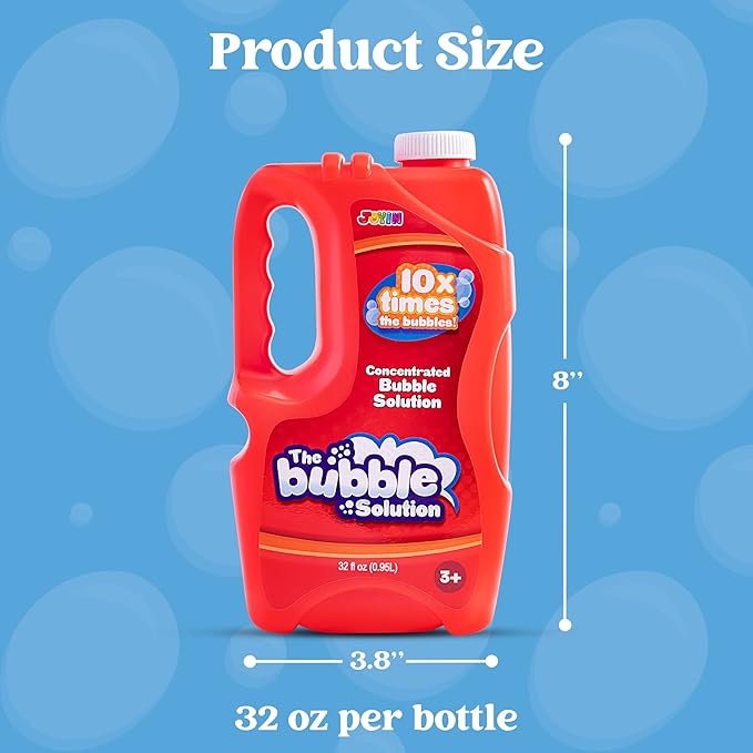 JOYIN 32 oz Bubble Solution Refills (Close to 1L/ 2.5 Gallon), Concentrated Solution for Bubble Machine, Wands, Blower, Easter (Red)-CubbioJoy