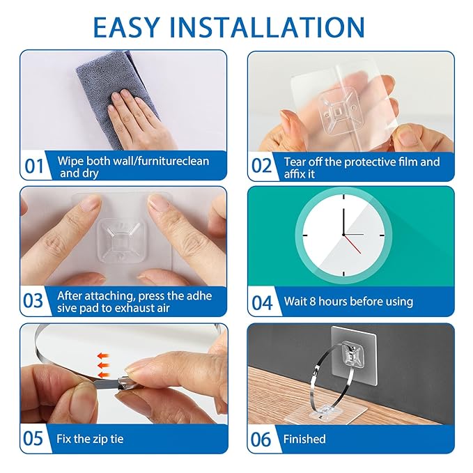 Adhesive Furniture Wall Anchors (10 Pairs 20 Packs), Vinkqiado Anti Tip Furniture Safety Straps for Baby Proofing, Secure Bookcase Dresser Shelf Cabinet to Wall for Child-CubbioJoy