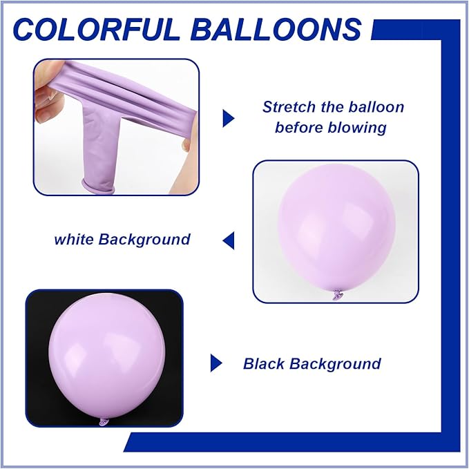 140pcs Makani Purple Round Balloons Different Sizes 18 12 10 5 Inch Latex Balloons for Arch Decoration Party Balloon Kit for Graduation Birthday Party Wedding Balloon Baby Shower Decoration-CubbioJoy