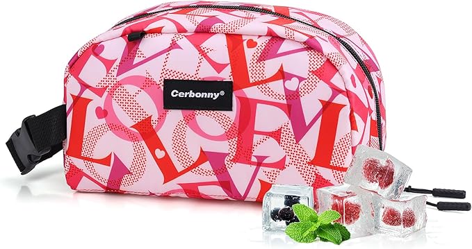 Cerbonny Small Cooler Bag Freezable Lunch Bag for Work School Travel, Leak-Proof, Insulated, Portable, Lightweight, 2.5L, Love Pattern-CubbioJoy