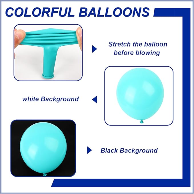 140pcs Cyan Blue Round Balloons Different Sizes 18 12 10 5 Inch Latex Balloons for Arch Decoration Party Balloon Kit for Graduation Birthday Party Wedding Balloon Baby Shower Decoration-CubbioJoy