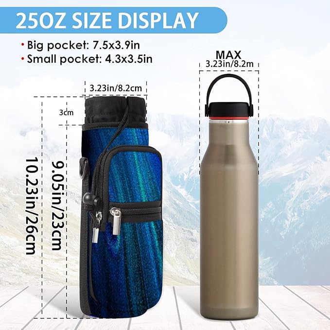 25/32/40/64oz Water Bottle Bag Holder Carrier-Insulated Crossbody Sling Case Sleeve with Strap & Pockets for Men Women Gym Cycling Travel Walking Hiking Camping-CubbioJoy