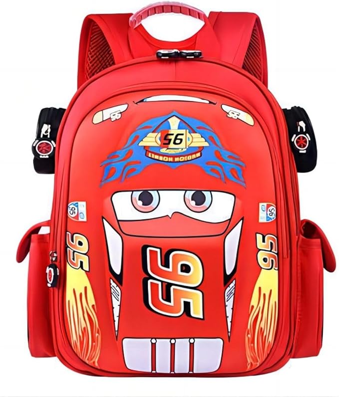 Kid Toddler Boys Girls Backpack Waterproof Cartoon Truck Car Child Snack School Bag Kindergarten Backpack (Red)-CubbioJoy