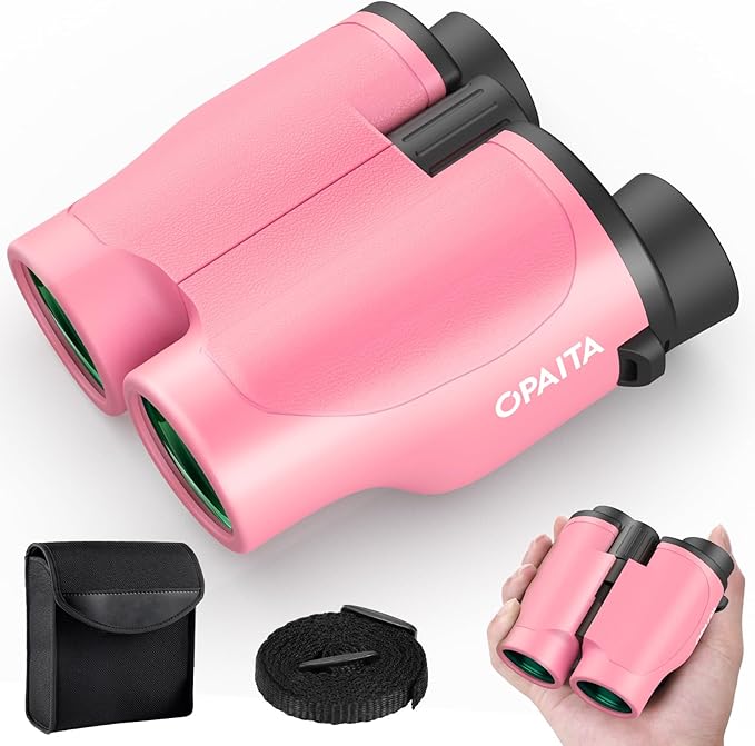 Compact Binoculars for Adults High Powered - OPAITA 20x32 Small Binoculars for Adults Kids with Low Light Vision for Hunting Cruise Ship Travel Concert Hiking Pink-CubbioJoy