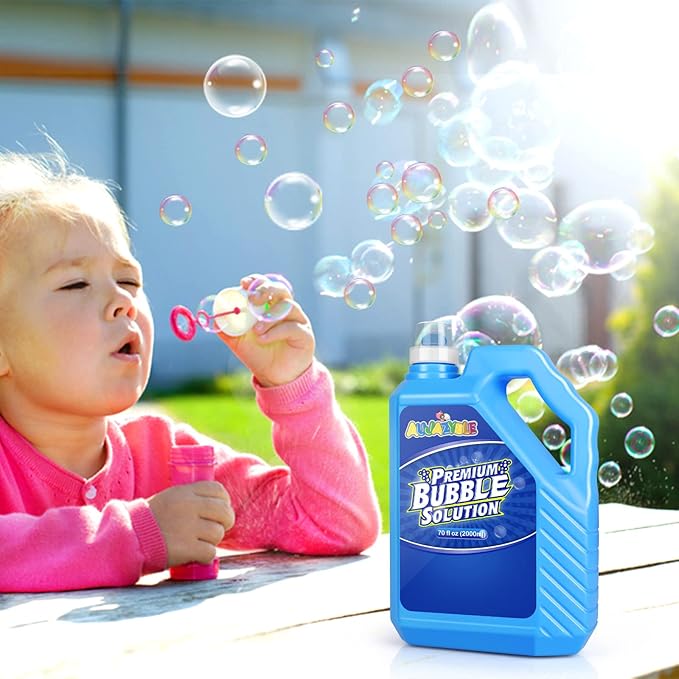 Bubble Solution Refill 70 OZ | Pre-Mix Premium Bubble Refill Solution No Measuring Required | Bubbles for Kids | Bubbles Refills | Bubbles Bulk | Bubble Machine Solution | Kids Easy Grip Bottle-CubbioJoy