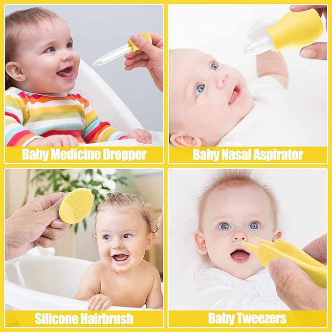 Baby Healthcare and Grooming Kit for Newborn Kids, 24PCS Upgraded Safety Baby Care Kit, Newborn Nursery Health Care Set, Baby Care Products (Yellow)-CubbioJoy