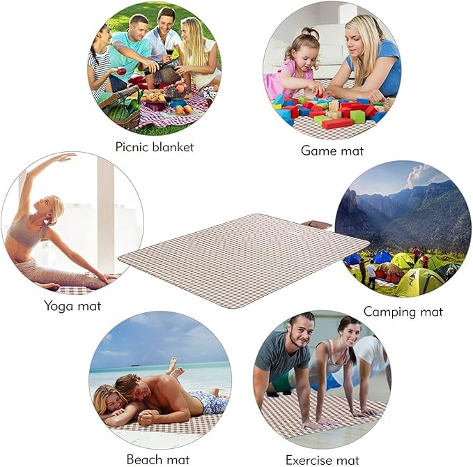 Beach Blanket Extra Large Picnic Blanket Sand Free Waterproof Outdoor Indoor Blanket Lightweight Easy Fold Handy Mat Portable Beach Mat for Camping Hiking Travel Park Grass-CubbioJoy