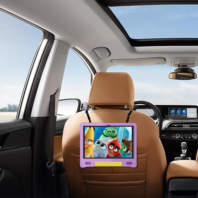 JREN Kids Table 10.1" ｜Android 14 Tablet for Kids｜64GB Storage｜Octa-Core｜WiFi ｜Cameras｜Parental Control｜Kids Content｜Case Included Great Gift for Children Ages 3-12 Years Old Purple-CubbioJoy