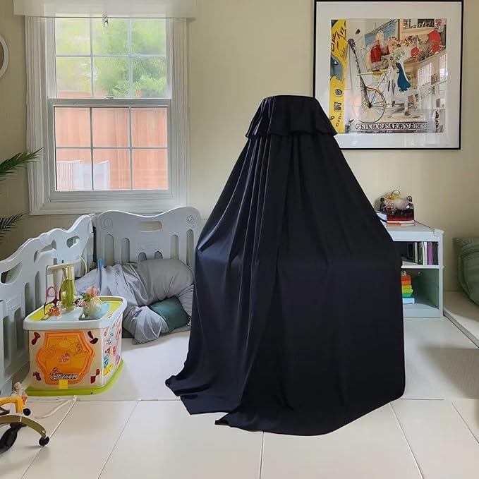 Blackout Crib Canopy Black Crib Tent to Keep Baby in Crib Cover Canopy Bed Curtains for Indoor and Outdoor (Sticker Holder not Included)-CubbioJoy