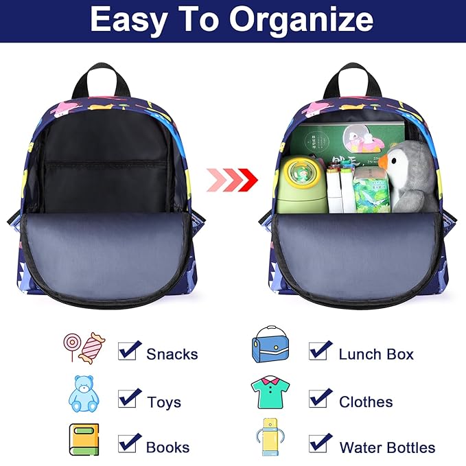 Accmor Toddler Backpack Leash with Anti Lost Wrist Link, Cute Mini Child Walking Harnesses Keep Kids Close Back Pack Rope Tether Rein for Baby Boys (Navy Blue/Dino)-CubbioJoy