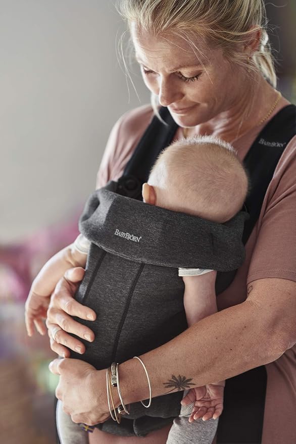 BabyBjörn Baby Carrier Mini, Charcoal Gray, 3D Jersey | Infant Carrier (7-25 lbs), Ergonomic, Easy-to-Use-CubbioJoy