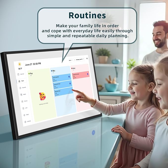 21.5 Inch Digital Calendar, WiFi Smart Electronic Calendar & Chore Chart, 1920 * 1080 IPS Touch Screen HD Display for Family Schedules, Streamline Household Organization, Wall Mount Included-CubbioJoy