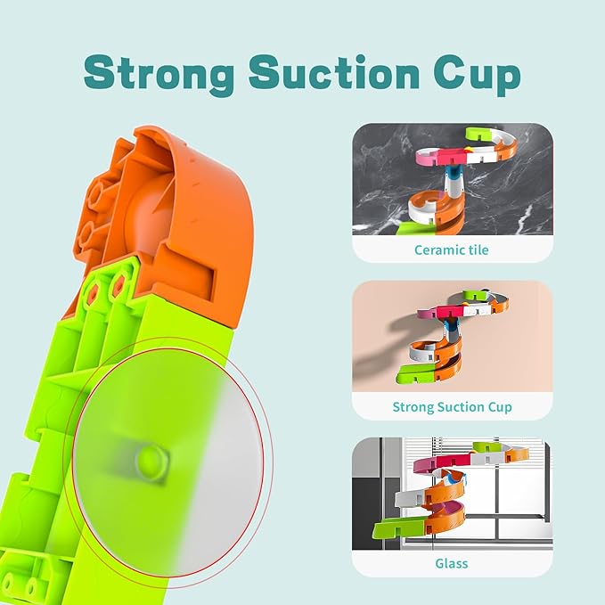 Baby Bath Toys for Toddler 1-3 3-5, Bathtub Shower Building Duck Slide Blocks Toy Marble Run Toys for Kids 1 2 3 4 5 Years Old Toddler Boys and Girls-CubbioJoy