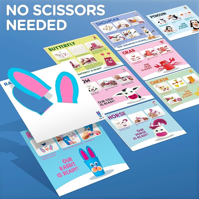 Arts and Crafts Kit for Kids Ages 3, 4, 5, 6 – Create 8 Cute Animal Projects – Gift Set for Girls & Boys-CubbioJoy