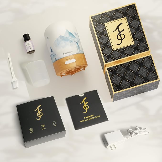 Aromatherapy Essential Oil Diffuser with Lavender Oils, 6 in 1 Ultrasonic 100ML Aromatherapy Scent Humidifier Vaporizer with Dense fine Mist, Timer, Auto-Off (Winter-Lavender)-CubbioJoy