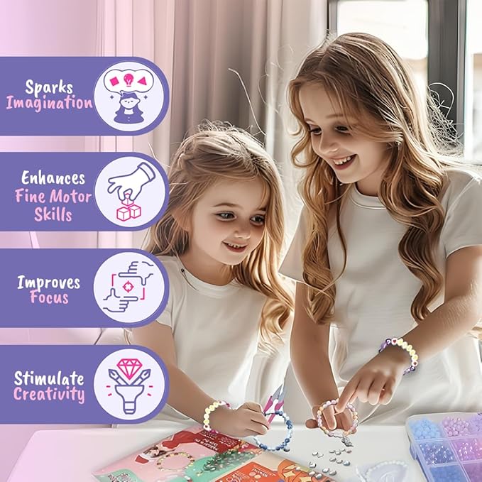 BSCOOL - Jewelry Designer DIY Beads Kit, 2500+ Beads, Friendship Bracelet Making Kit, Jewelry Making Kit for Girls Age 5 and Up. Complete Set with Charms. Instructions Guide Included-CubbioJoy