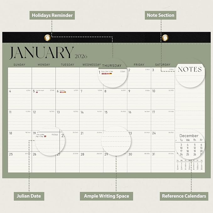 2026 Desk Calendar, Large Desktop/Wall Monthly Calendar (Jan. 2026 - Jun. 2027) 17'' x 12'' School Year Desk Planner for Teacher Family Office Supplies-CubbioJoy