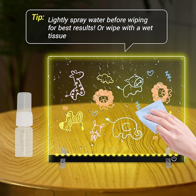 Doodle Glow, LED Note Board with Colors, 14.1"x10.9" Arvana Acrylic Dry Erase Board, 16M-Color LED Light-Up Memo Board w/Music Sync, APP & Remote, Stand & 7 Markers, Neon Glow Display (Black)-CubbioJoy