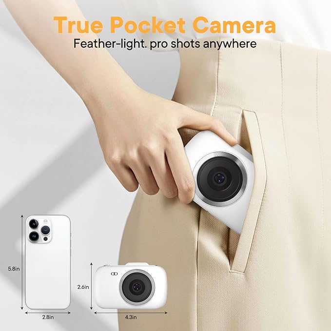 Digital Camera 4K 64MP - Vlogging Camera for Kids & Beginners | 18X Zoom Point and Shoot Camera Anti Shake, Compact with Flash, Gift for Boys Girls(White+Silver)-CubbioJoy