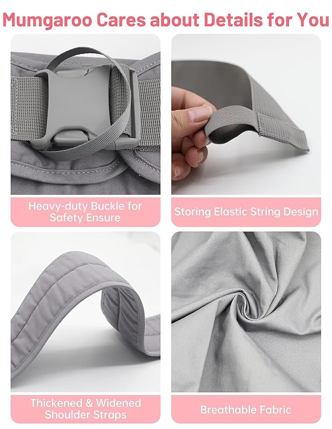 Baby Sling Carrier, Pure Cotton, Ergonomically Adjustable Baby Carrier Newborn to Toddler, Easy to Use, Portable, Ideal for 0-36 Months, Up to 33 lbs (Grey)-CubbioJoy