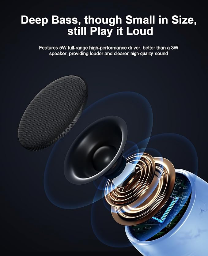 comiso Small Bluetooth Speaker, IPX7 Waterproof Speaker with Robust Bass and Stereo Sound, Wireless Speakers with Hands-Free Call, Portable Speakers for Hiking, Car or Trip, Ideal Gift for Men, Women-CubbioJoy