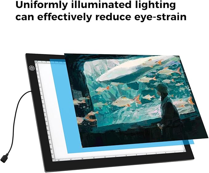 A3 LED Light Pad with Adjustable Stand,16.6 * 12.6 Inches,3 Levels of Brightness and Stepless Dimming Light Board 8000LUX, Uniform Illuminated Light Box for Tracing Weeding Vinyl and Diamond Painting-CubbioJoy
