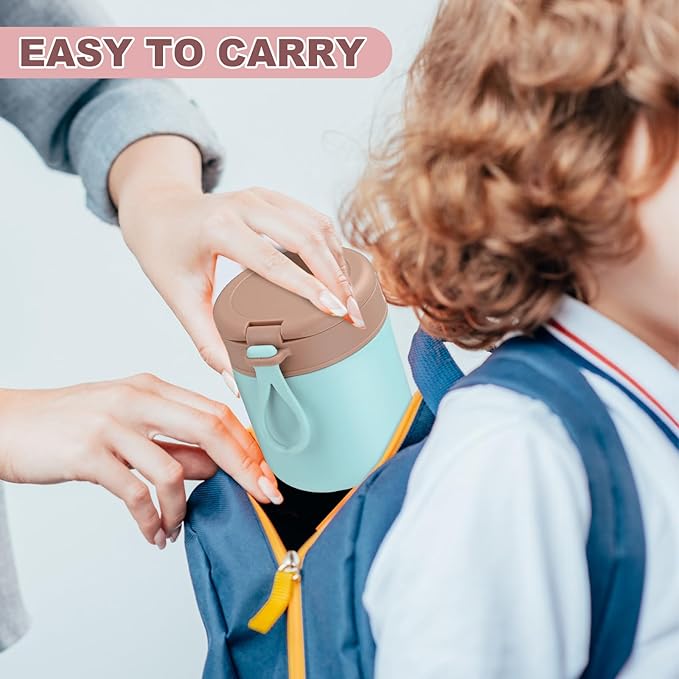 3 Pcs Insulated Food Container for Kids 15.2 oz Portable Stainless Steel Vacuum Insulated Kids Food Jar Leakproof Wide Mouth Soup Containers with Lids and Folding Spoon for Adults Kids-CubbioJoy