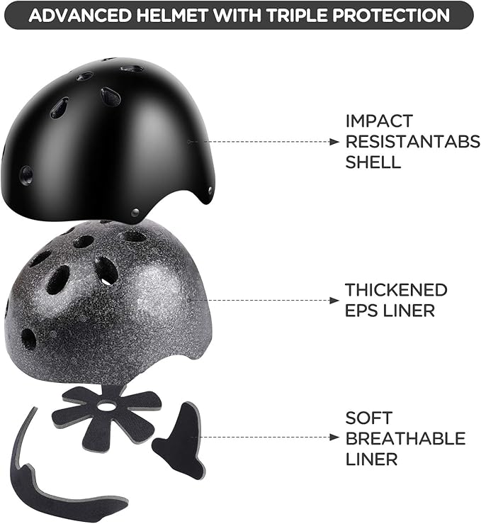 DaCool Kids Bike Helmet Set Skateboard Knee Pads - Kids Helmet Elbow Pads Wrist Guards Adjustable for 3~10yrs Girl Boy Kids Protective Gear Set for Sport Cycling Bike Roller Skating Scooter-CubbioJoy