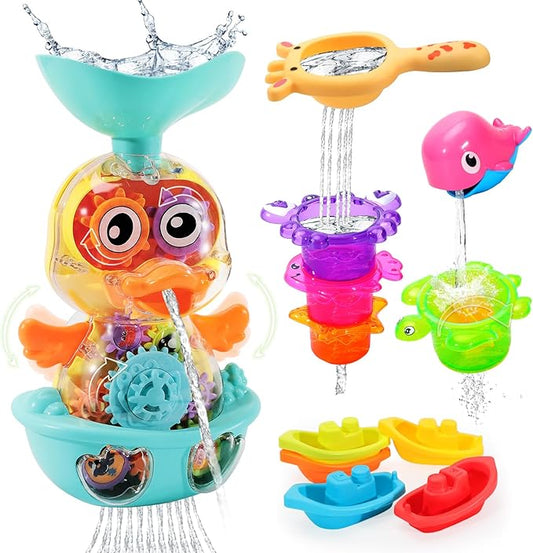 Bath Toys for 12 24 36 Months Babies, Bathtub Toys for Toddlers Kids Ages 1-3, 4-8, Waterfall Bath Toys for Boys and Girls, Small-CubbioJoy