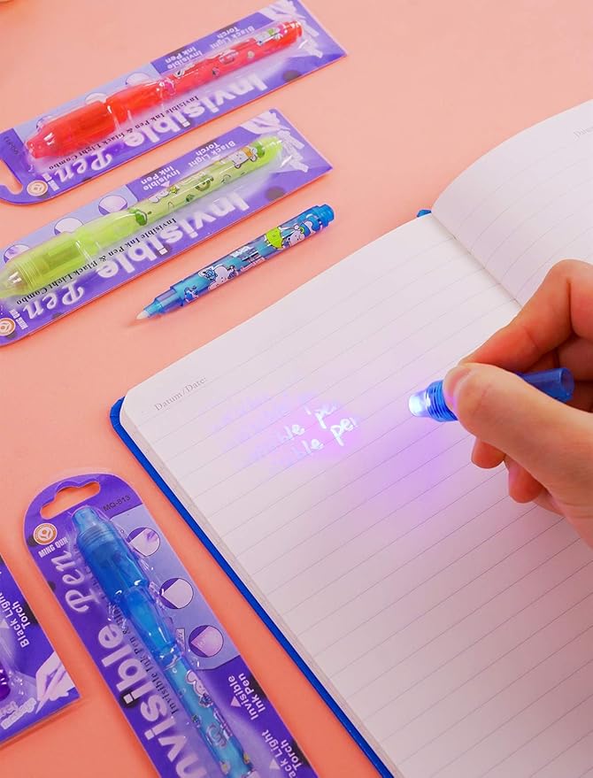 Invisible Ink Pen 24Pcs Spy Pen with UV Light Magic Marker Kid Pens for Secret Message and Birthday Party,Writing Secret Message for Easter Day Halloween Christmas Party Bag Gift-CubbioJoy