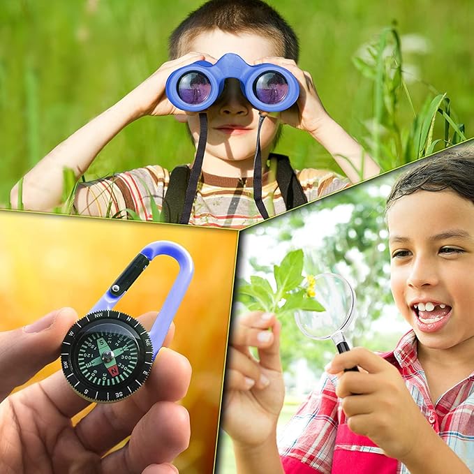 Binoculars for Kids for Toddler - for Little Boys and Girls – Extensive Set Incl. Magnifying Glass & Compass – Powerful Magnification 8X21 – 3 to 12 Year Old Kids-CubbioJoy