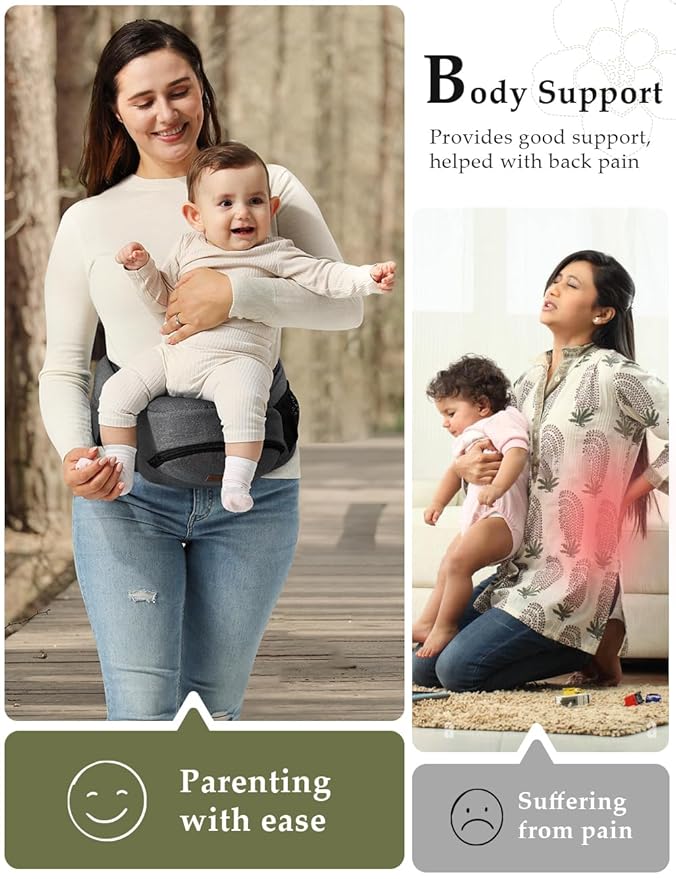 besrey Baby Hip Carrier, Adjustable Waist Belt Carrier, Ergonomic M Position Baby Hip Seat Carrie, Up to 44lb, Easy Fold Up, Infant Hipseat with Fanny Pack-CubbioJoy