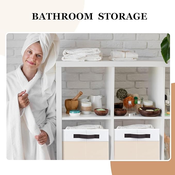 Criusia 4 Pack Baby Clothes Organizer Bins, Fabric Collapsible Storage Baskets with Handles, Odorless Storage Bins for Toy Clothes Nursery Kids Room Playroom Classroom (14L*10W*9.5H)-CubbioJoy