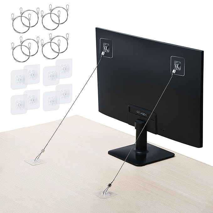 8 Pack 40" TV Safety Stainless Steel Straps Adjustable, Adhesive Anti-Tip Furniture Anchor for Flat Screen, TV and Furniture Safety Straps for Baby Proofing-CubbioJoy