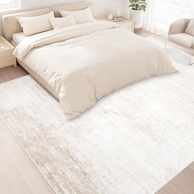 Area Rugs 8x10 Living Room: Washable Rug Modern Abstract Large Rugs Soft Non Slip Neutral Rug Stain Resistant Indoor Carpet for Bedroom Kitchen Dining Room Table Nursery Home Office Rugs(Beige,8'x10')-CubbioJoy